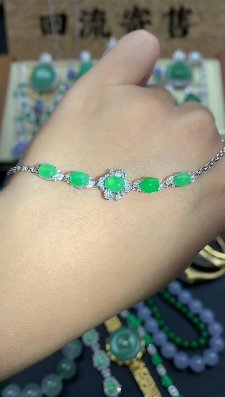 【闪购商品】翡翠手串18K金镶嵌246-中国好珍宝