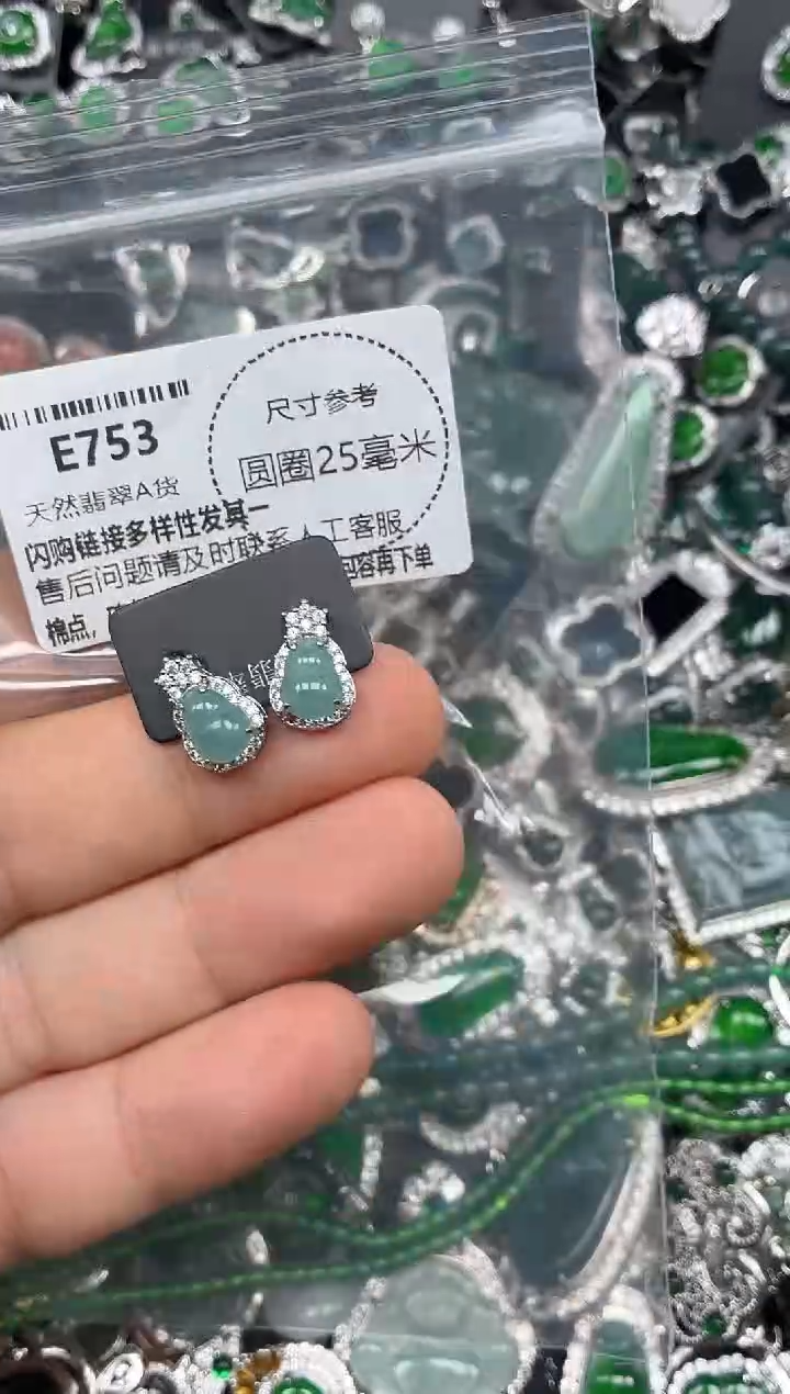 颈饰未镶嵌翡翠E753耳钉