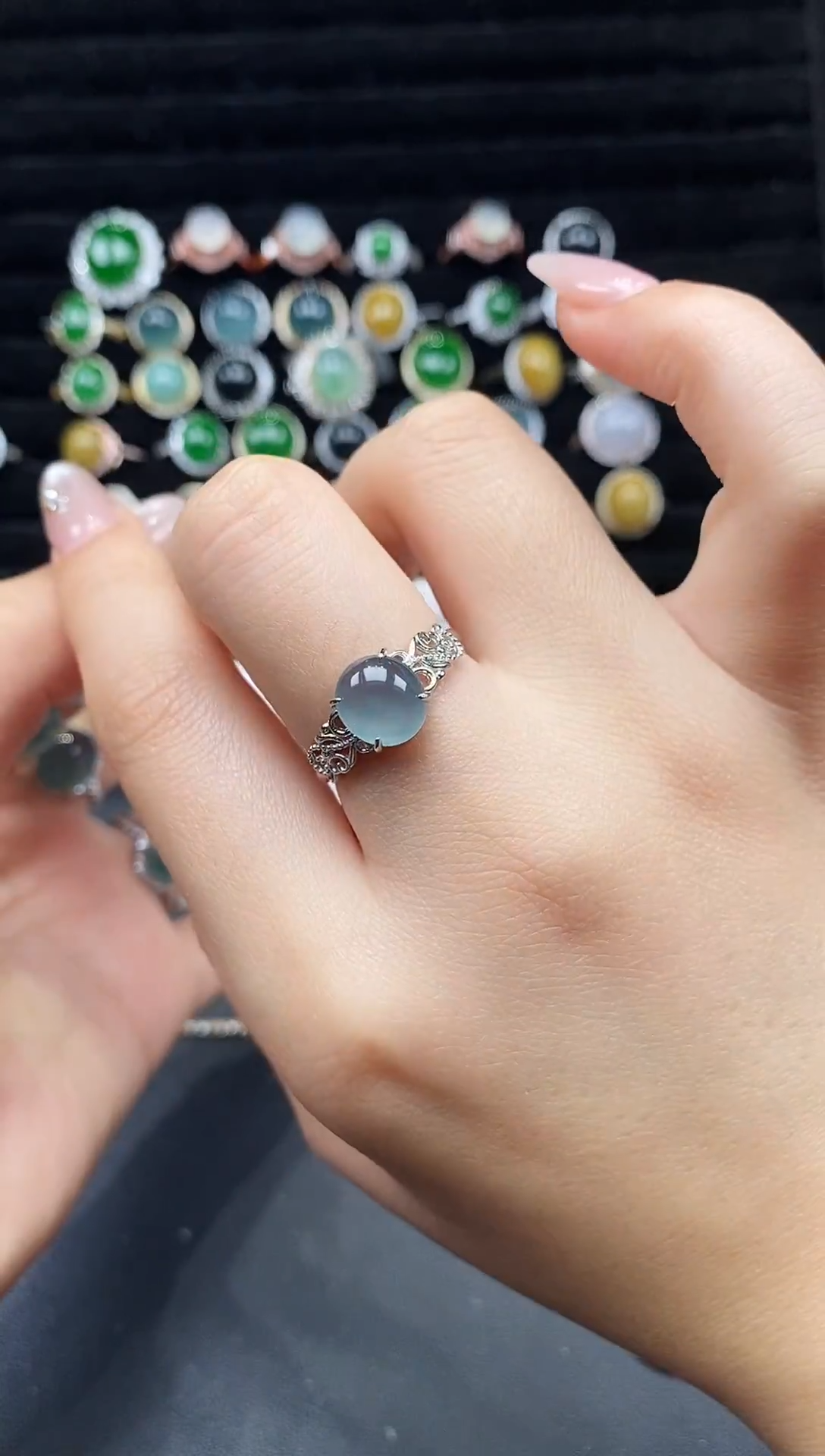 银S925镶嵌戒指翡翠111