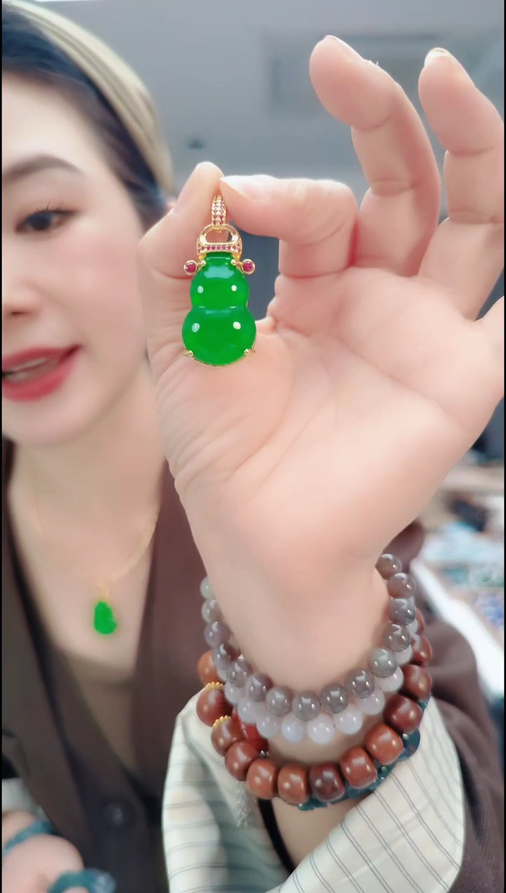 颈饰合金石英质玉04119葫芦