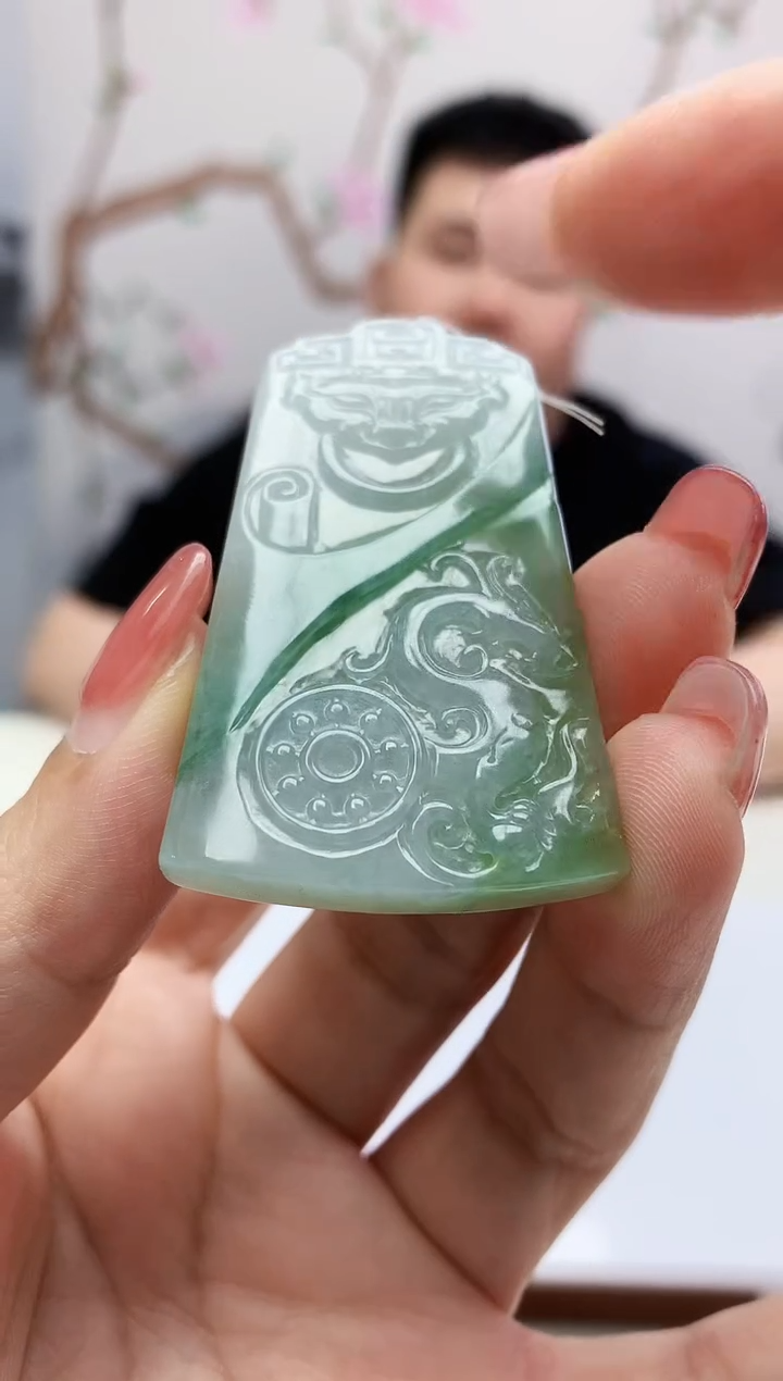 定制翡翠未镶嵌888xm-毛货仿古无事牌16