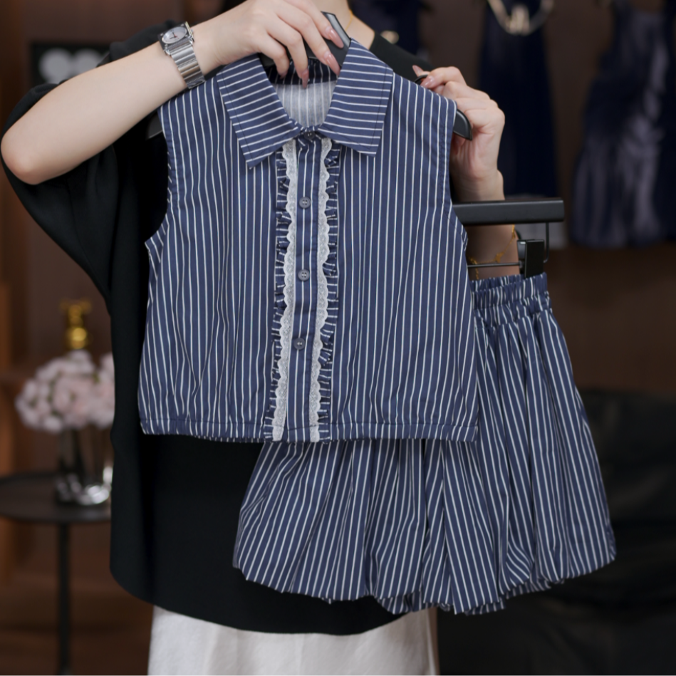 【Bufan】女童设计款套装两件高级纯棉夏季无袖女孩洋气儿童