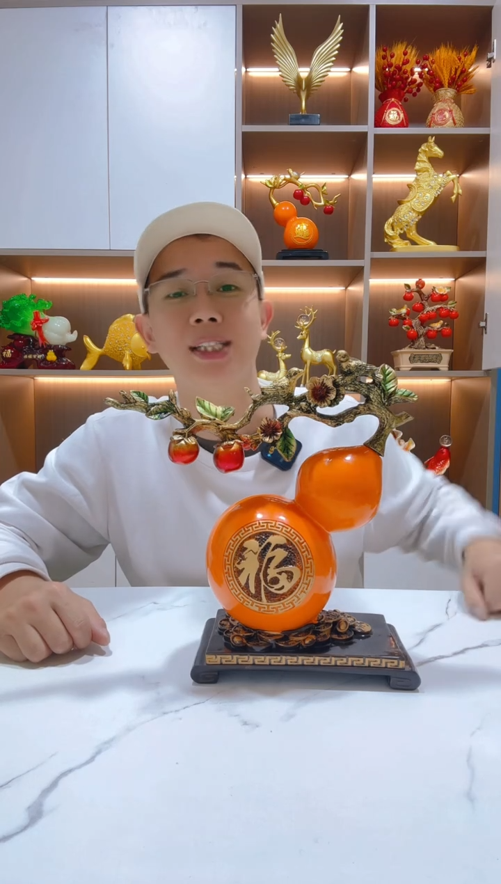 【闪购商品】树脂加大款心想事橙葫芦摆件