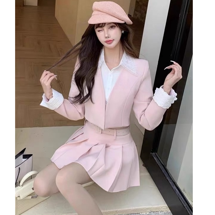 小香风法式时尚套装2025春秋新款短款外套高腰半身裙两件套