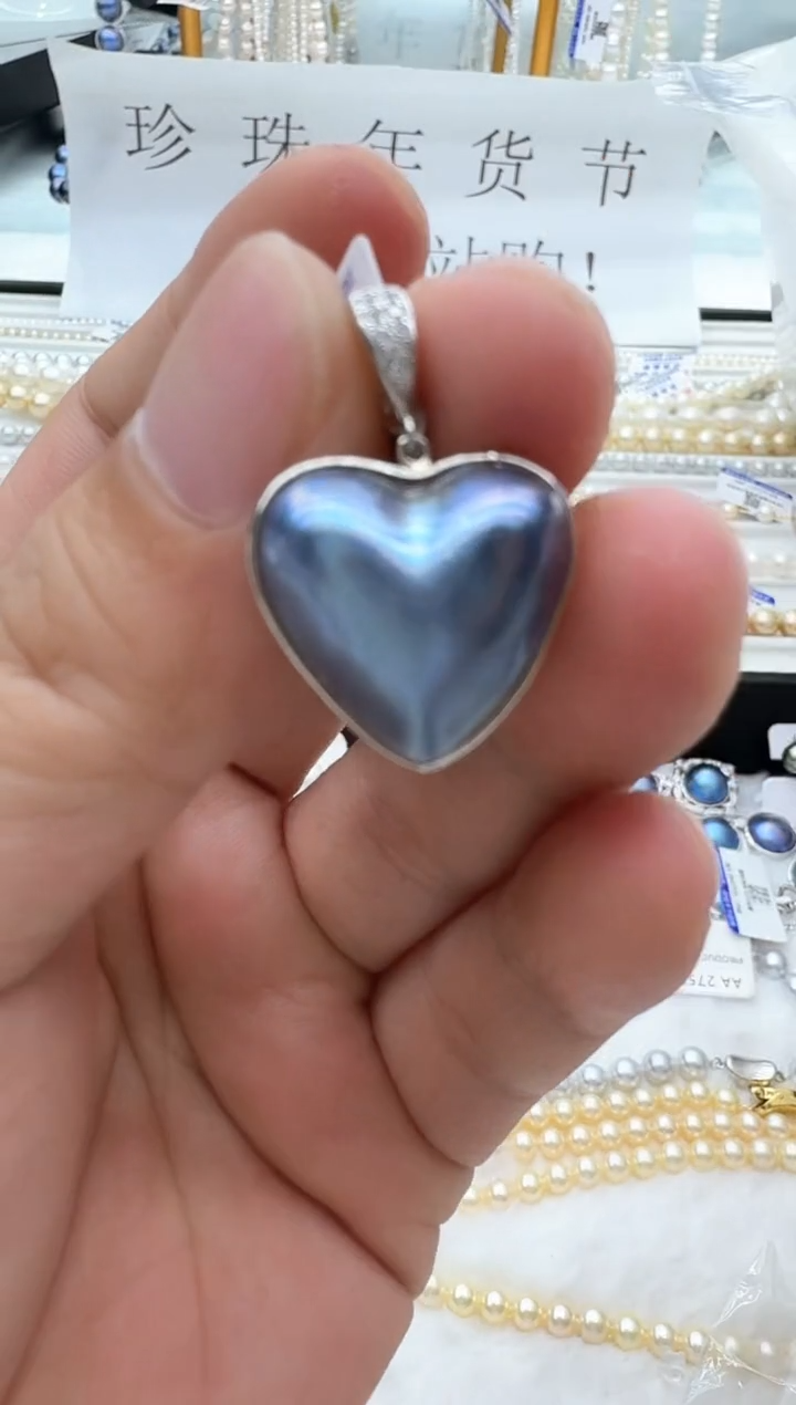 【闪购商品】拼合珍珠（马贝珠）颈饰银S925镶嵌清货