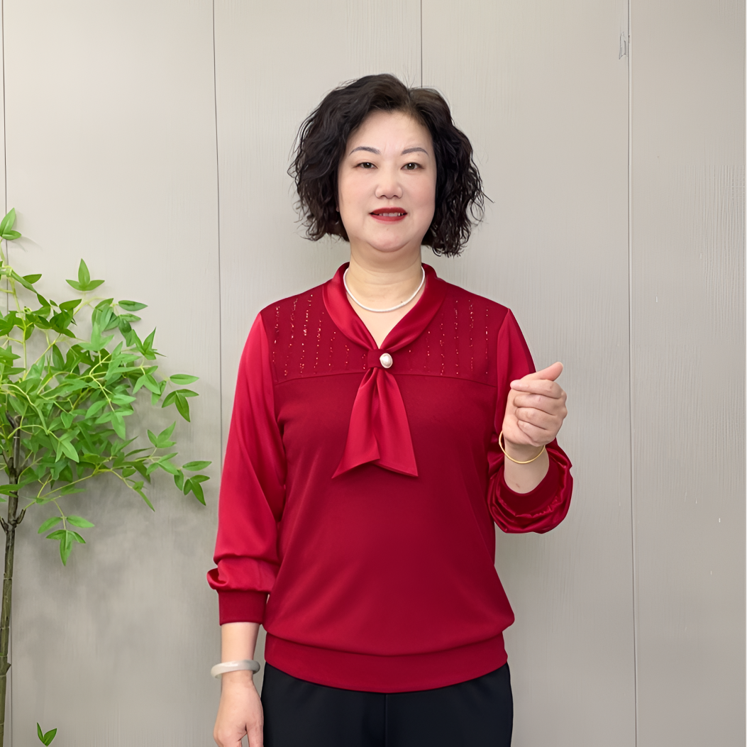 2025秋季新款时尚洋气轻奢气质长袖高贵妈妈装中老年女士打底衫