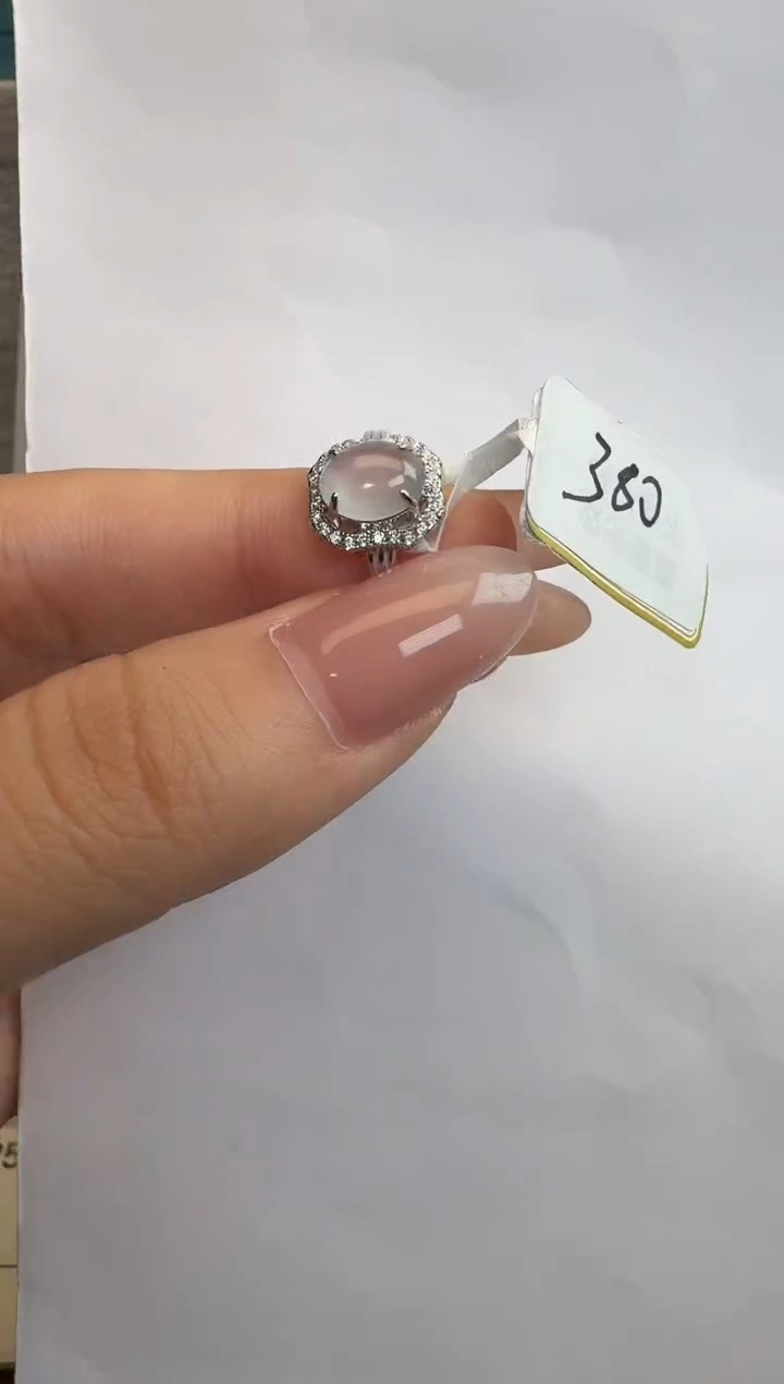 银S925镶嵌戒指翡翠通体925银镶缅甸A货翡翠戒指0270