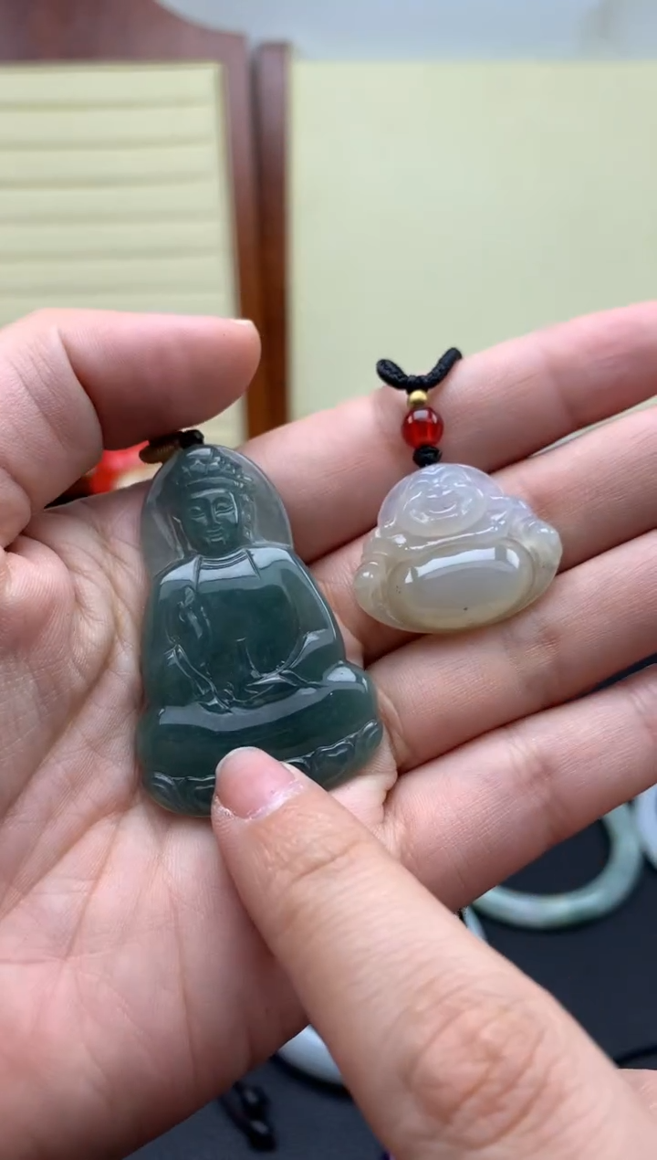 【闪购商品】翡翠颈饰未镶嵌观音危料///////