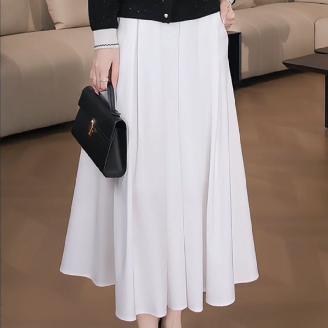 Nuovo Borgo 春夏A字百褶半身裙遮肚显瘦中长款气质伞裙Y182/0628
