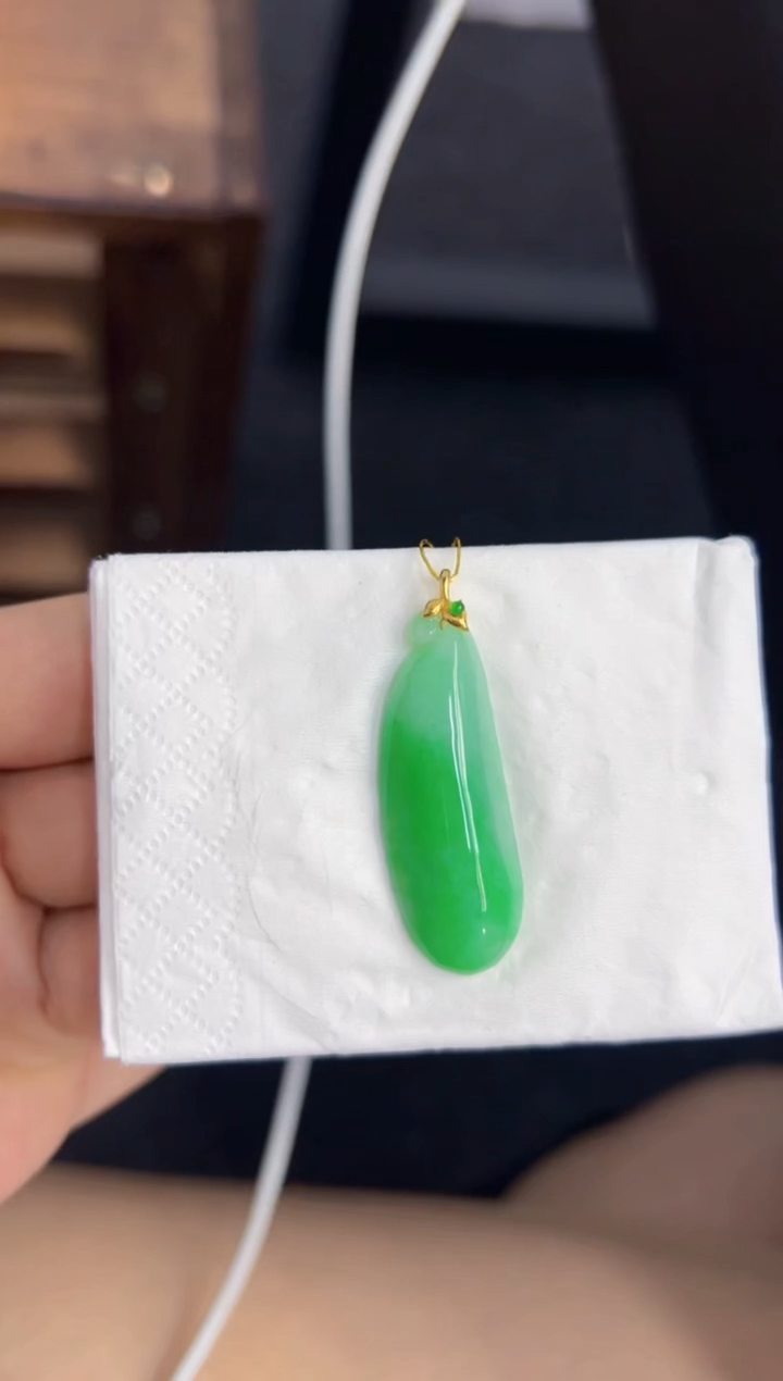 【闪购商品】翡翠颈饰18K金镶嵌Q缅料A货翡翠/支持复检/一件