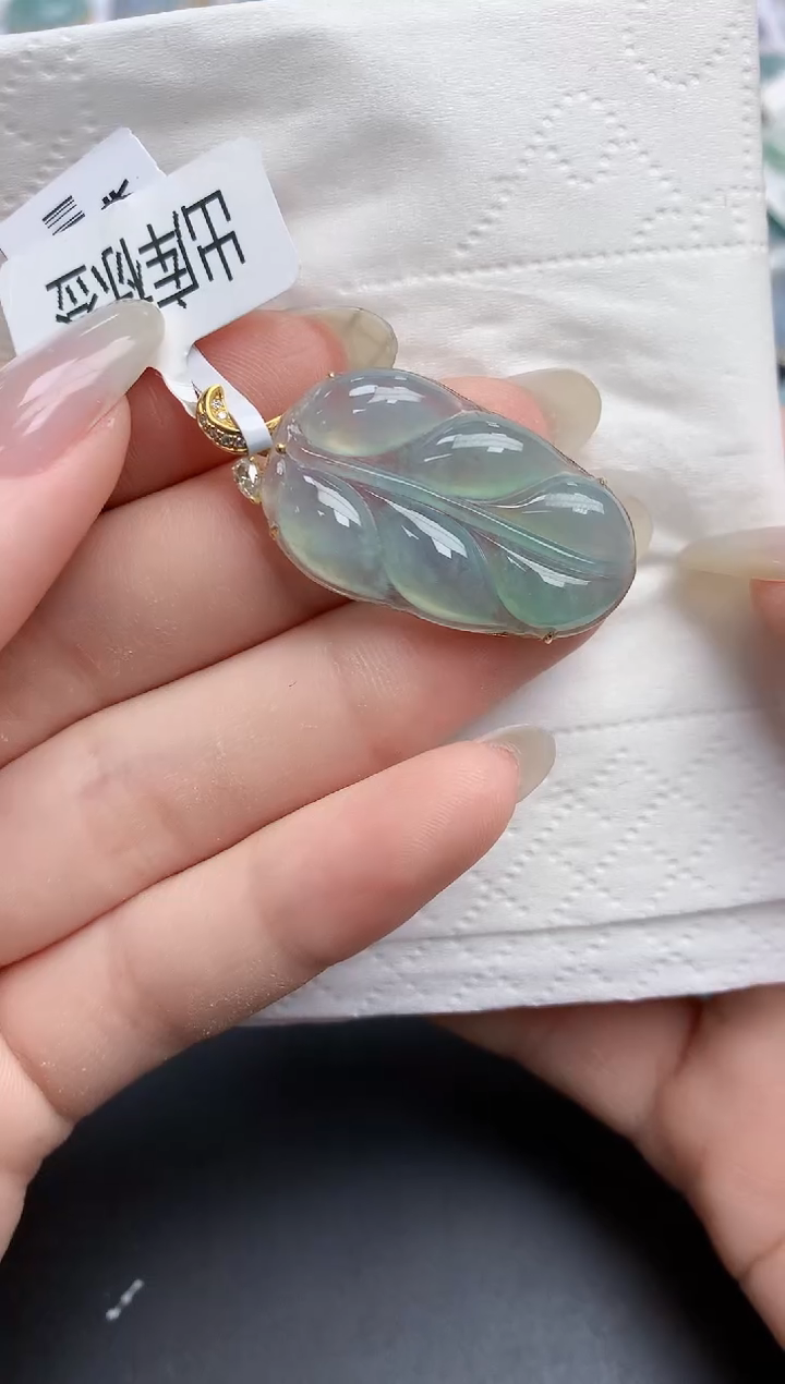 【闪购商品】翡翠颈饰18K金镶嵌天然缅甸翡翠A货