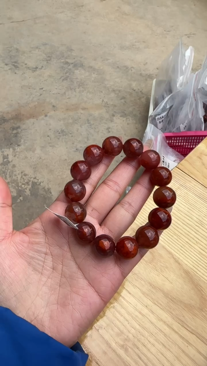 【闪购商品】南红玛瑙珠串未镶嵌原矿无优化玫红15mm单圈
