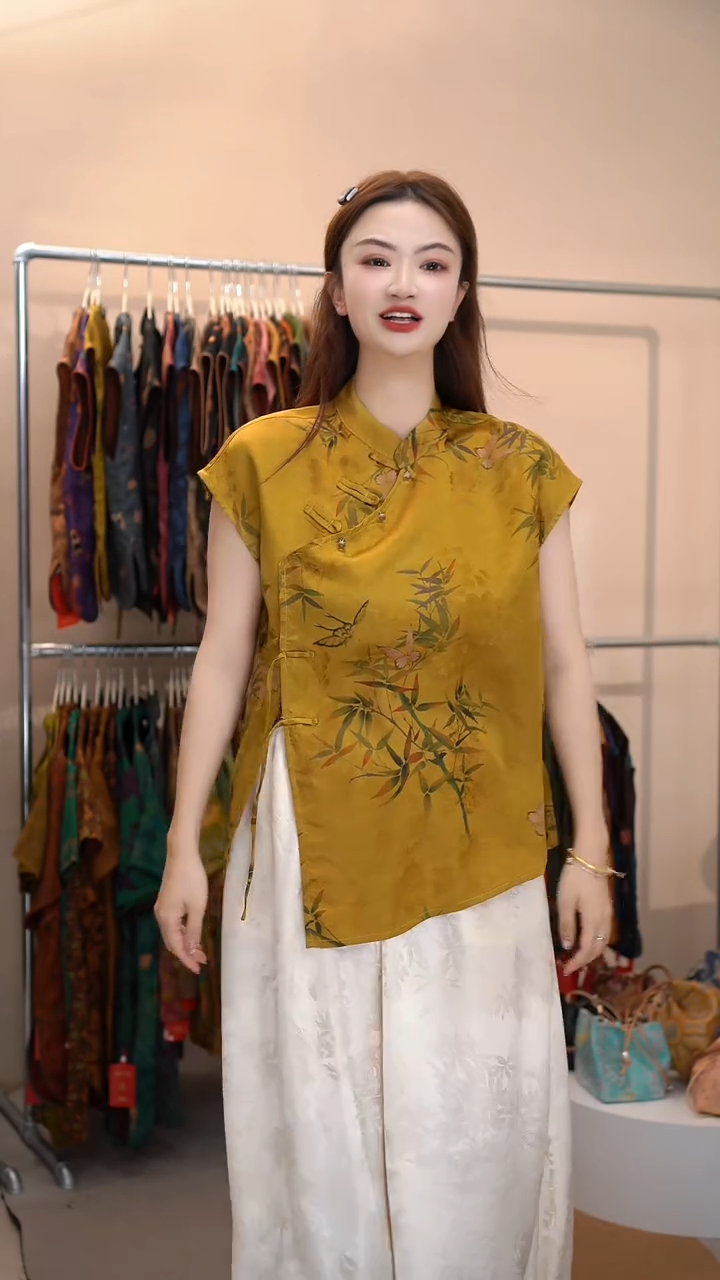 清仓不退不换默认微瑕香云纱系带茶服