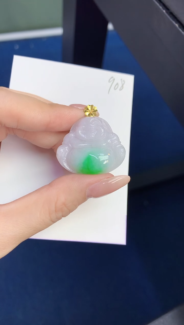 颈饰18K金镶嵌翡翠天然缅甸A货翡翠