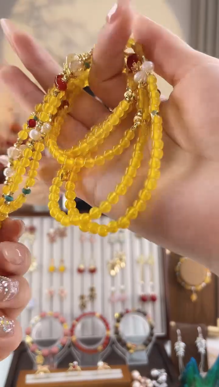 未镶嵌项链玛瑙/玉髓黄玛素圈项链