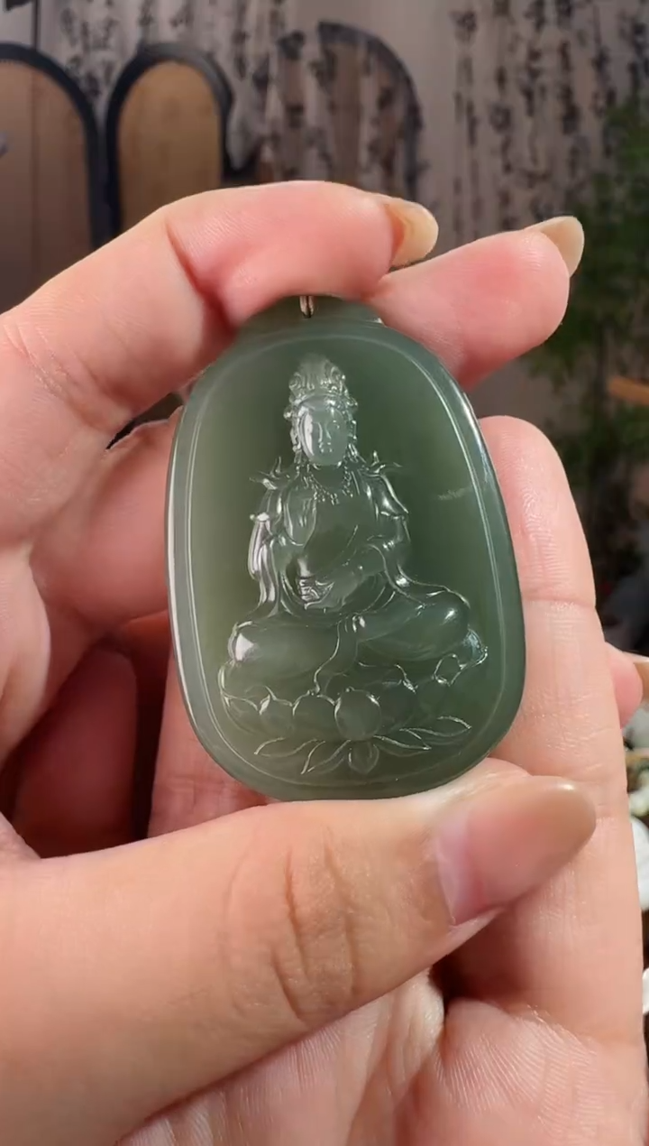 颈饰未镶嵌和田玉观音牌