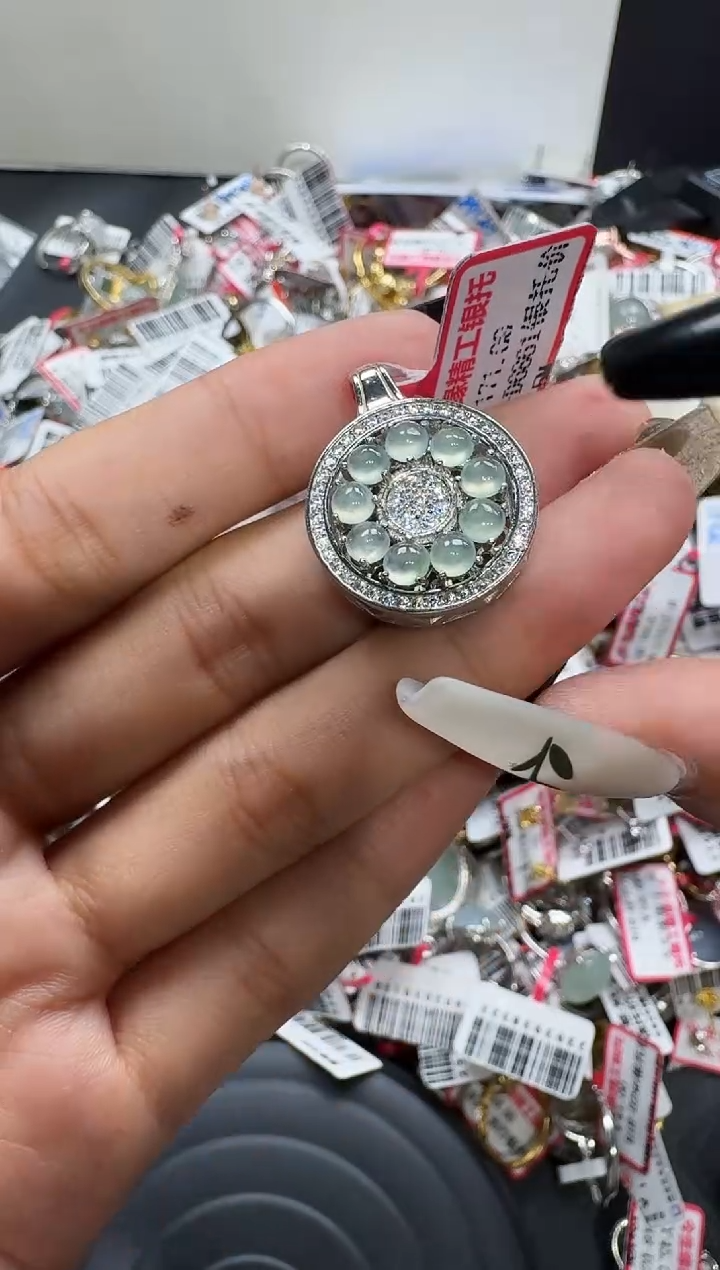 翡翠戒指银S925镶嵌戒指104