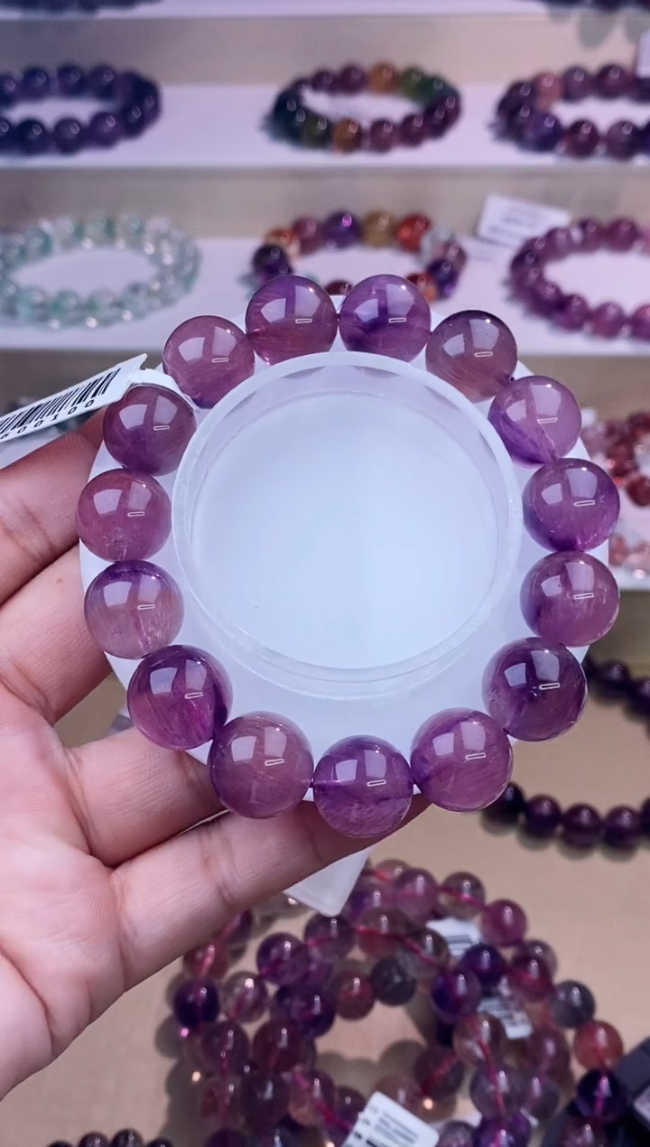 未镶嵌手链水晶粉紫超七14m+