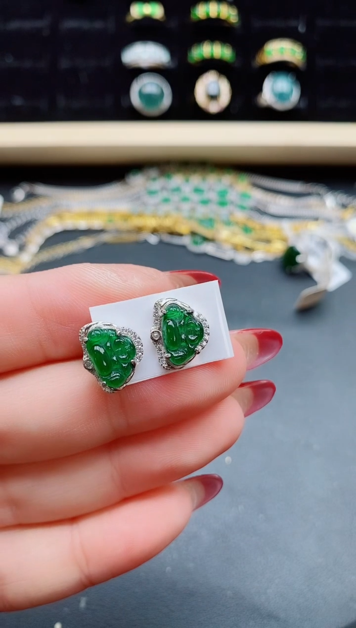 【闪购商品】翡翠耳饰银S925镶嵌508050