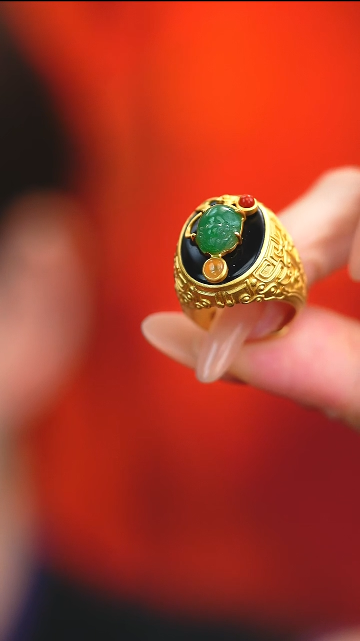 银S925镶嵌戒指翡翠新款