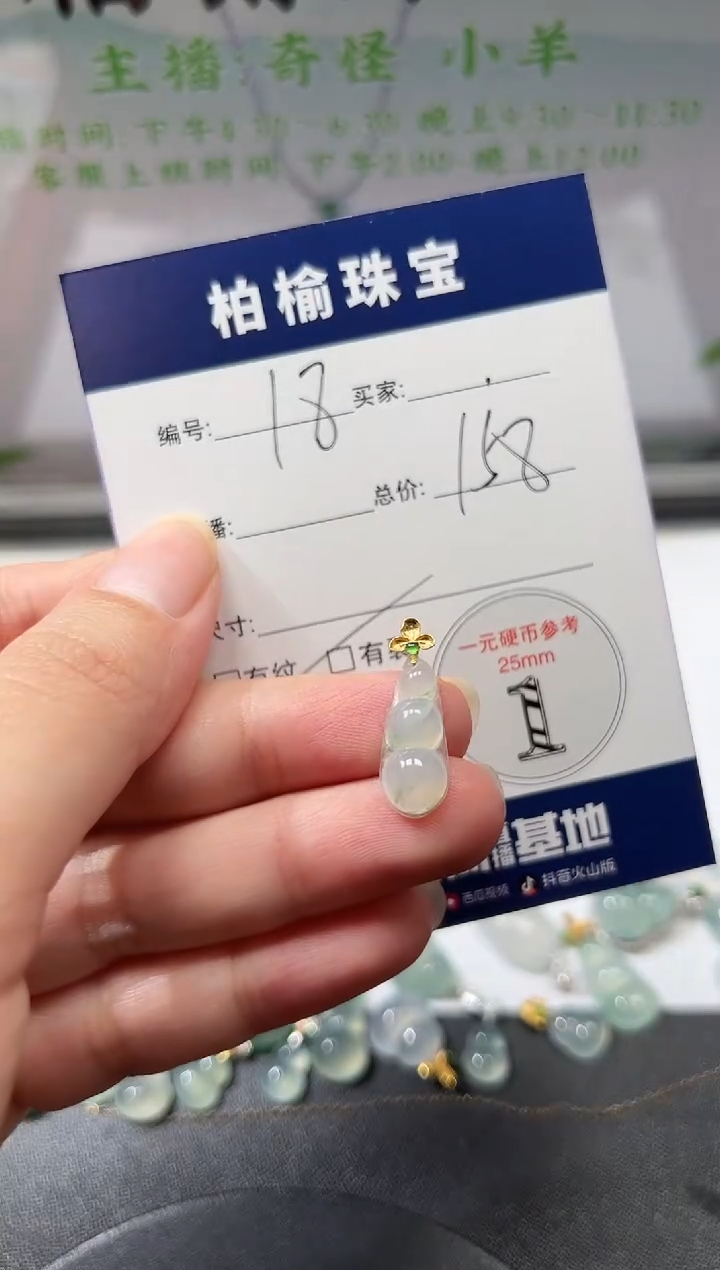 颈饰18K金镶嵌翡翠18豆子