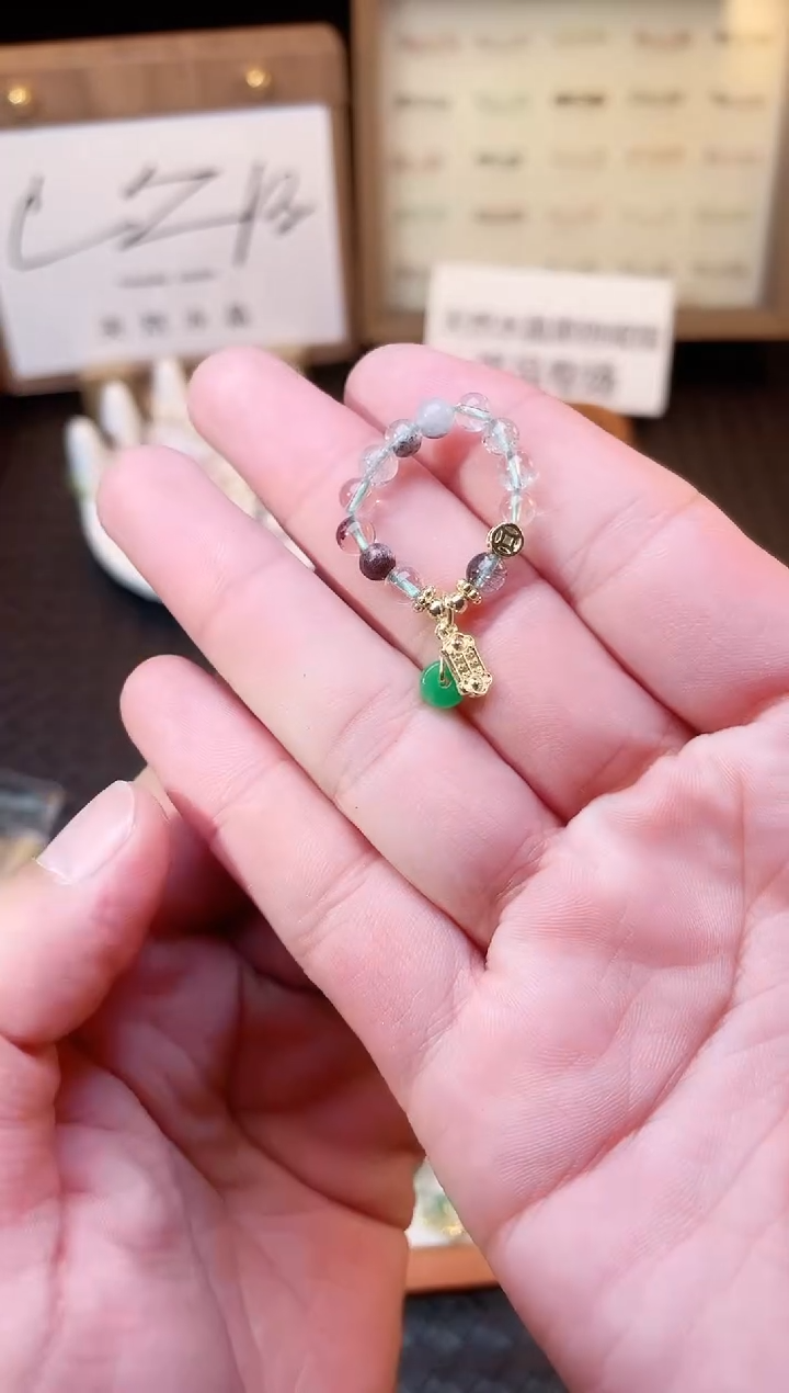 合金石英质玉戒指z-1绿幽灵