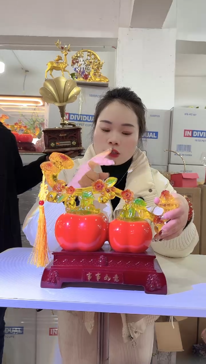 【闪购商品】无铅玻璃迪喜花器-e-早 柿柿如意