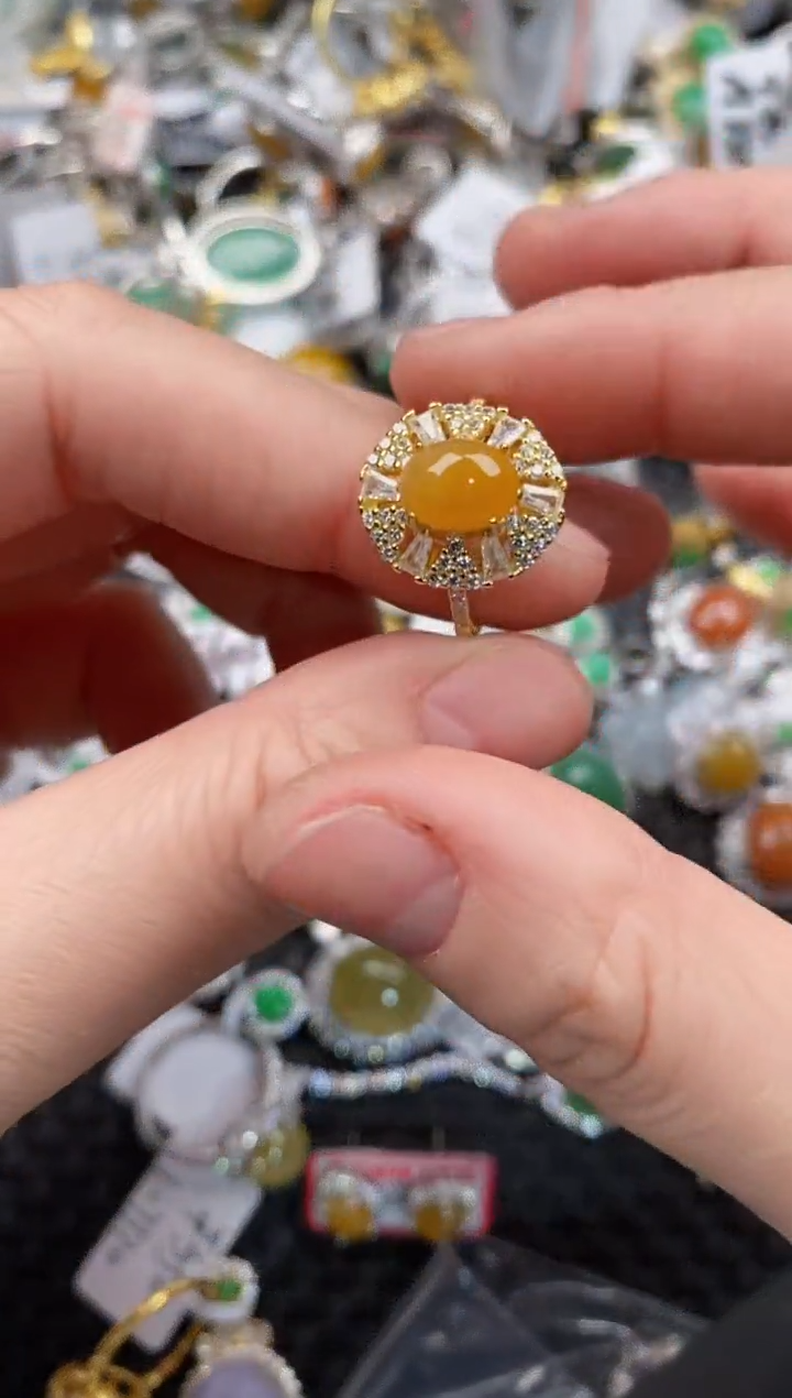 银S925镶嵌戒指翡翠999              6