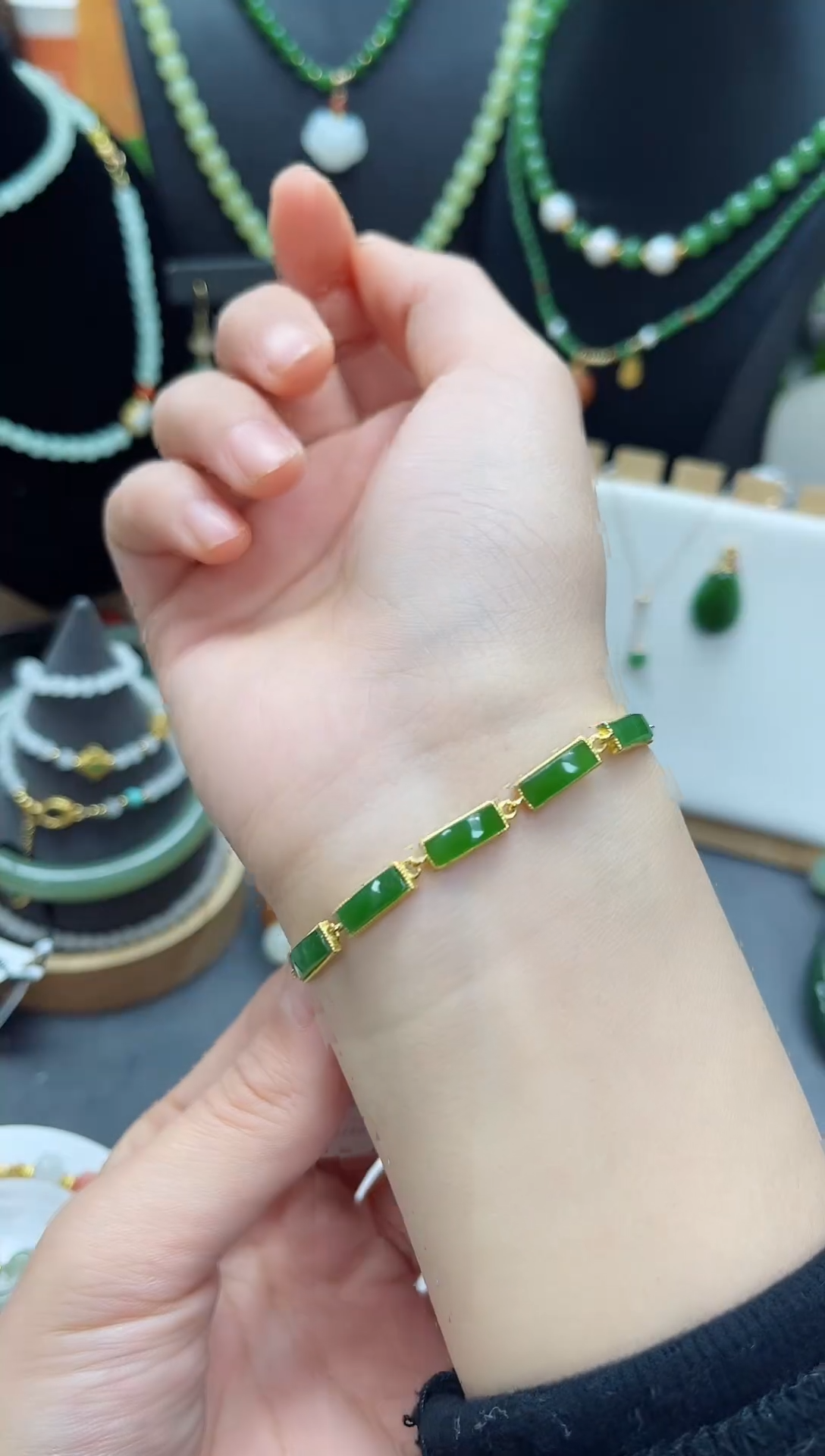 【闪购商品】和田玉手链银S925镶嵌OS