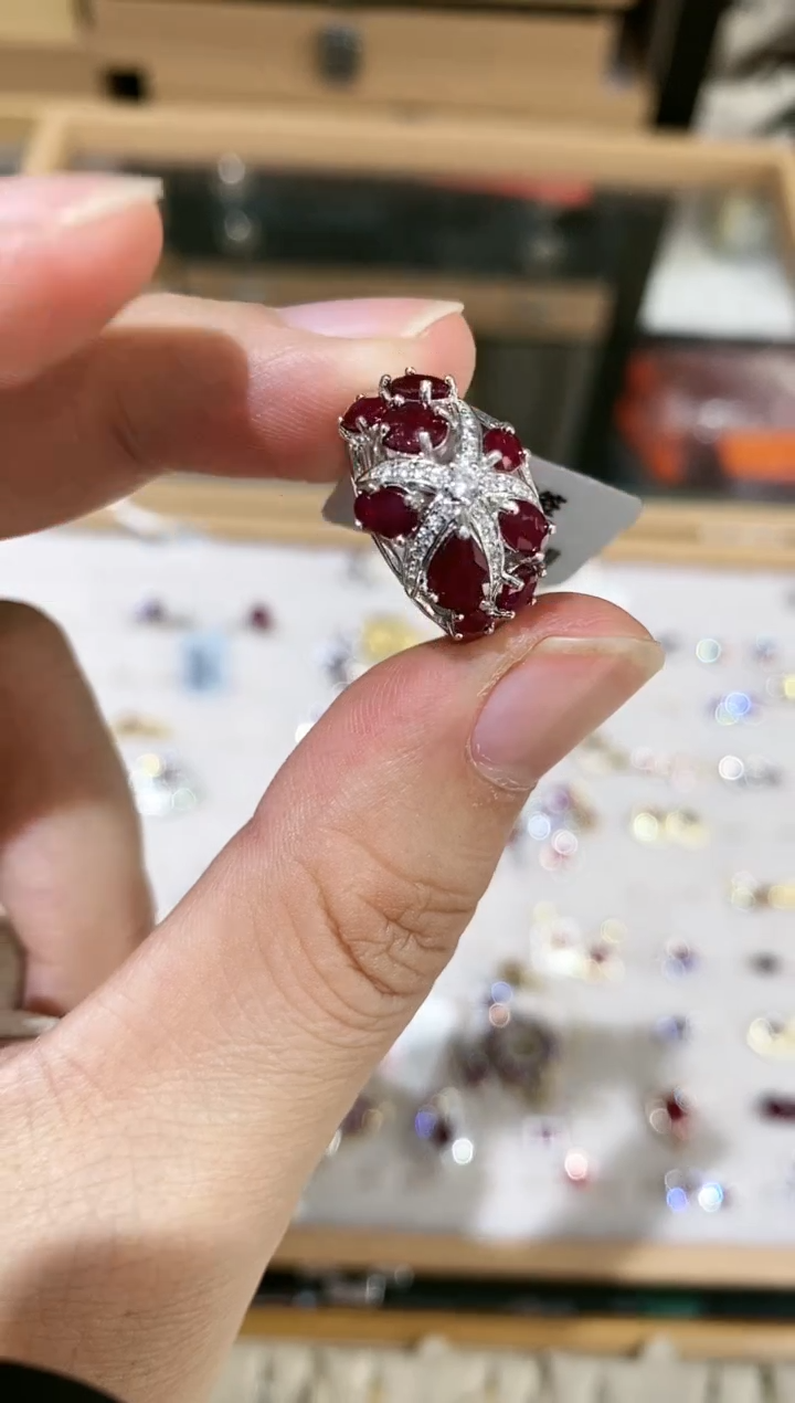 【闪购商品】红宝石戒指银S925镶嵌戒指