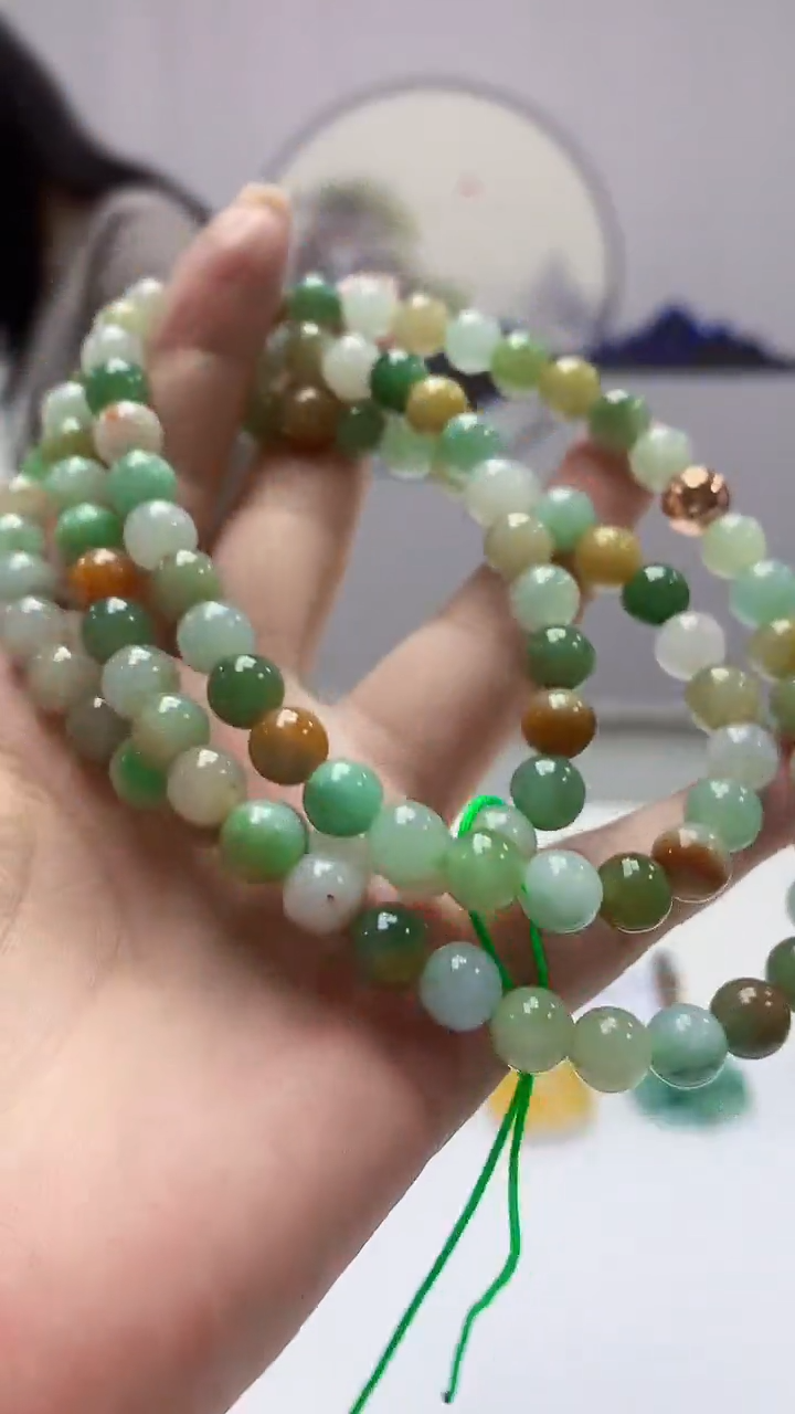 【闪购商品】定制翡翠未镶嵌4852ms-毛货227珠链