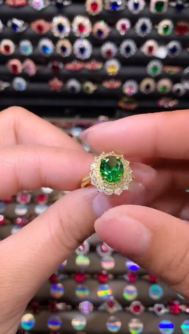 【闪购商品】透辉石戒指银S925镶嵌810金