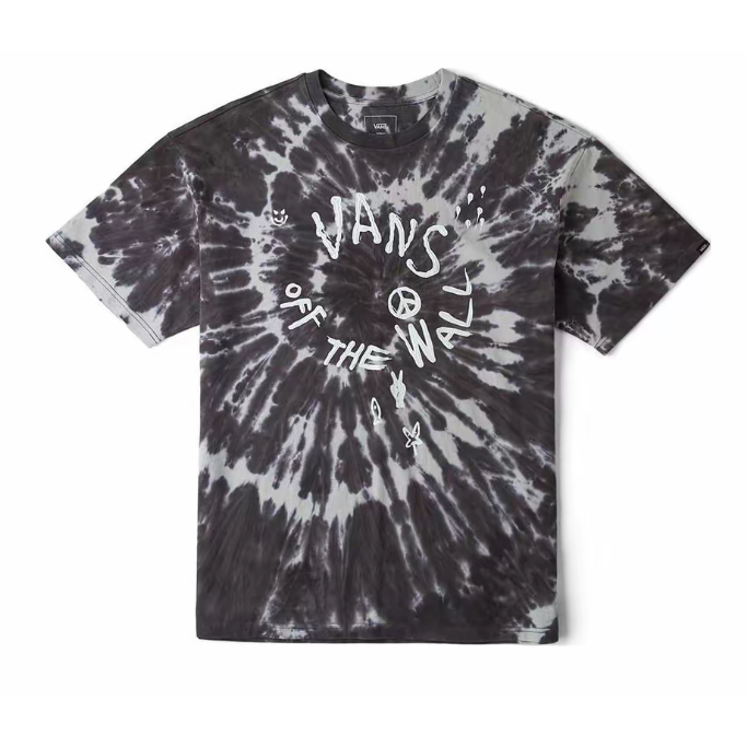 Vans 字母印花圆领短袖T恤 男女同款 黑色扎染-VN000GYFCRT