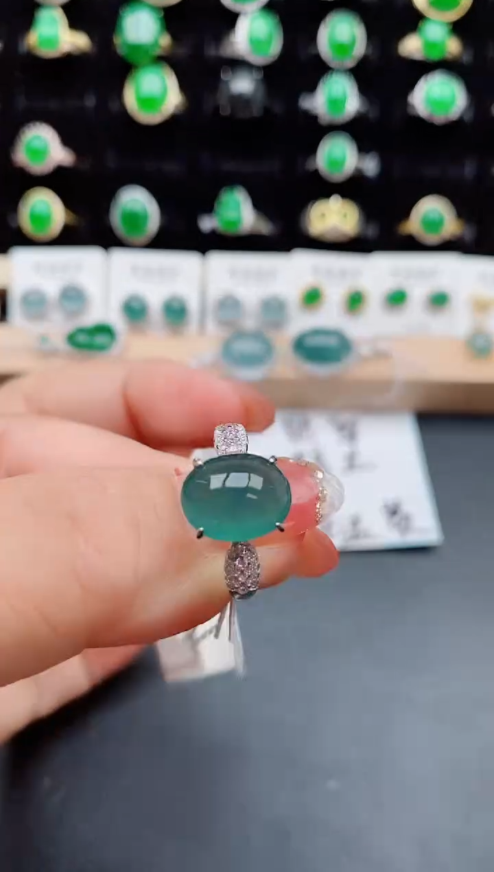 【闪购商品】翡翠戒指银S925镶嵌5080