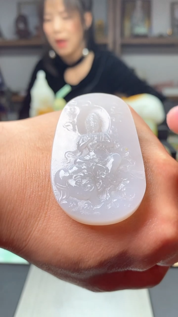和田玉未镶嵌挂件普贤菩萨