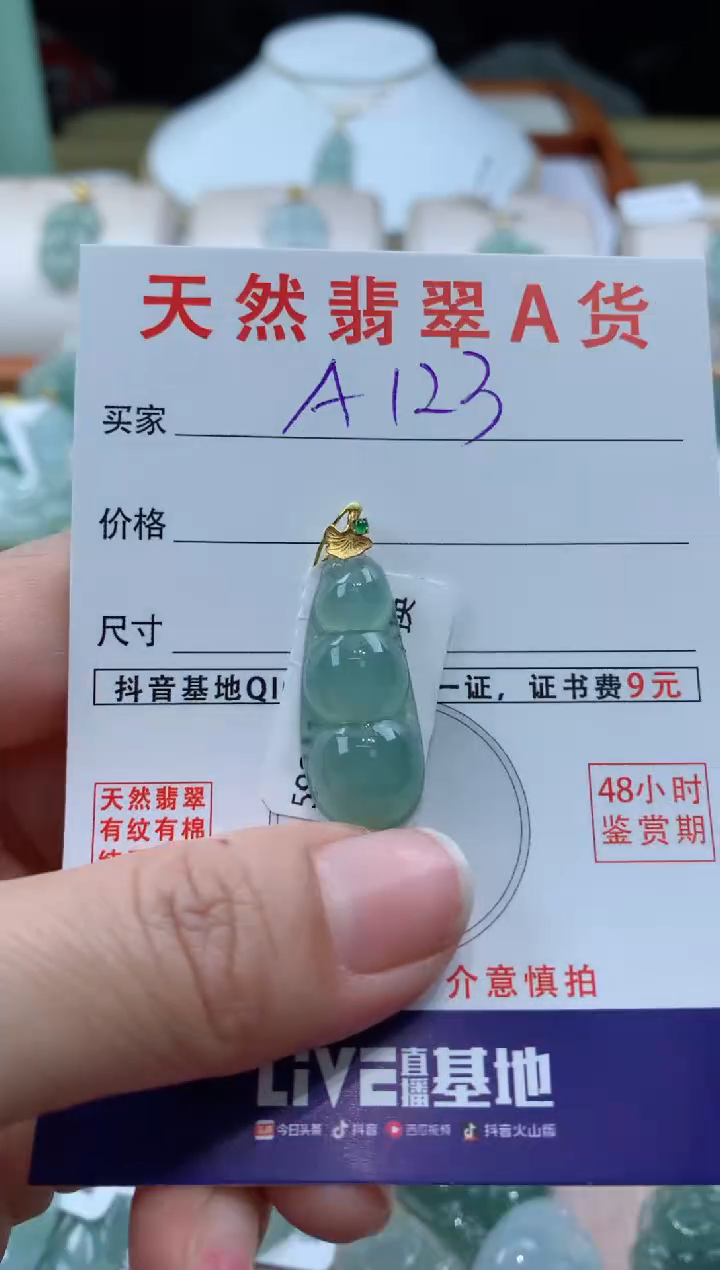 【闪购商品】翡翠颈饰18K金镶嵌天然A货翡翠挂件