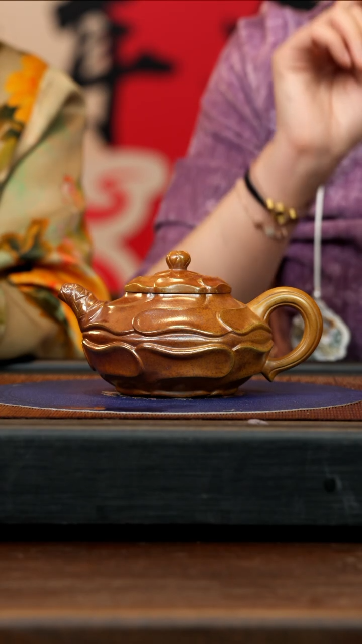 【闪购商品】紫砂茶壶YJY 柴烧 风卷葵 320cc