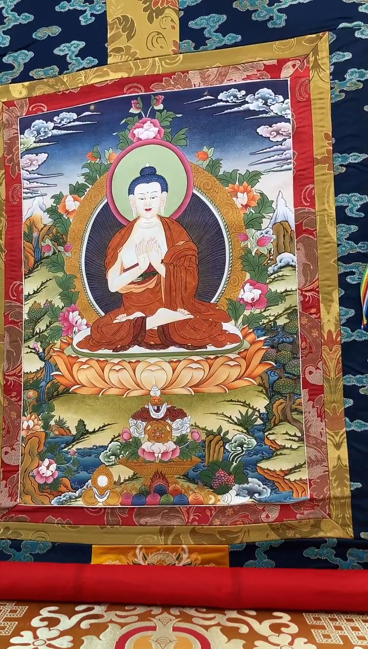 卷轴画1.3蓝色水波  燃灯 