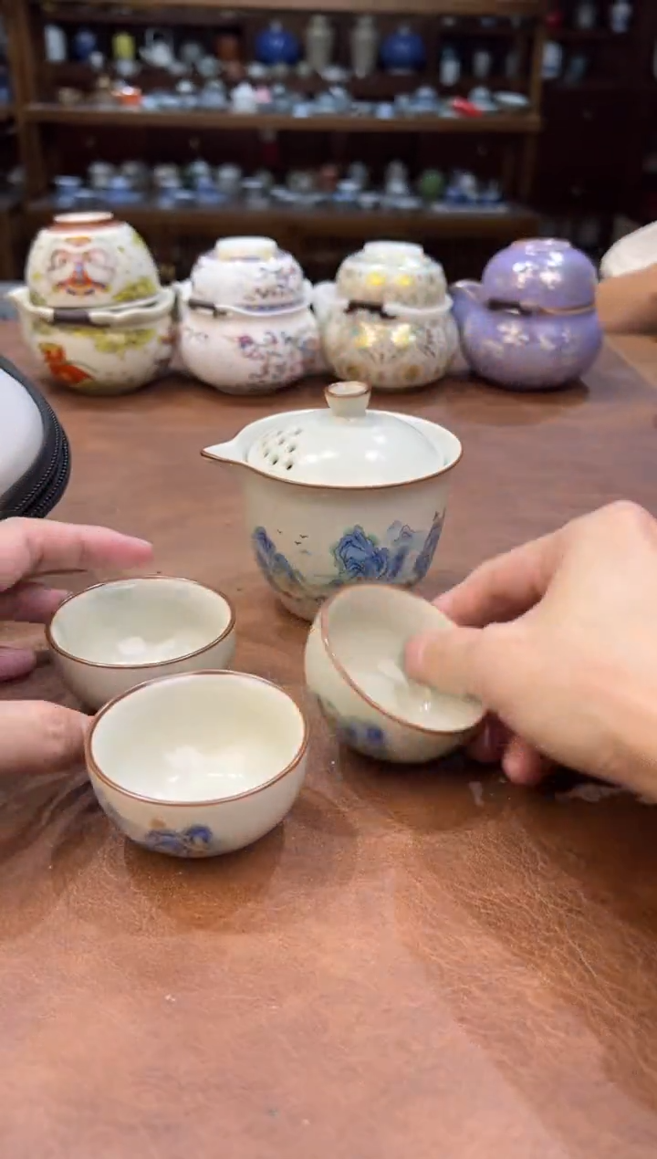 真的很便宜超好看会开片的旅行茶具