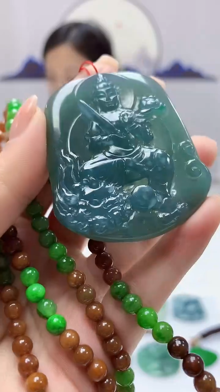 【闪购商品】定制翡翠未镶嵌4852ms-毛货挂件赠珠链142