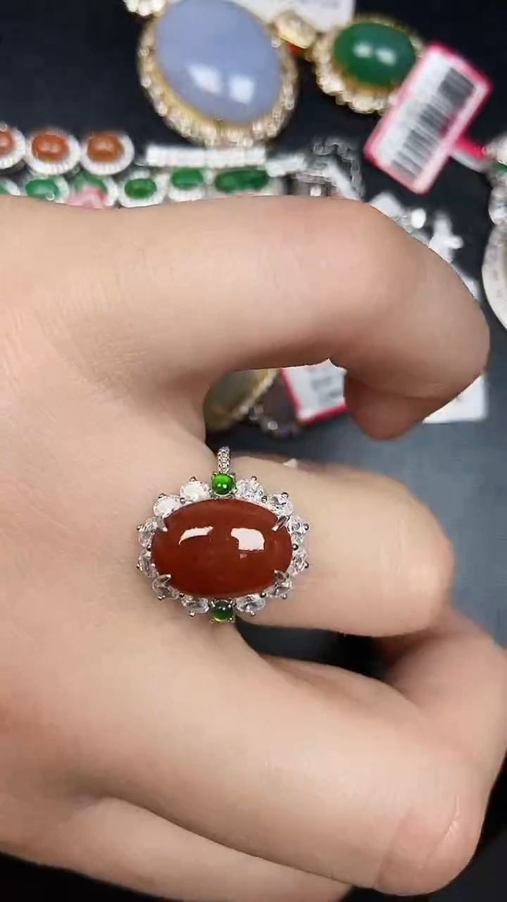 银S925镶嵌戒指翡翠1020