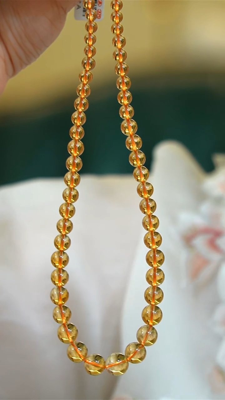 【闪购商品】黄晶项链银S925镶嵌黄水晶925银塔链