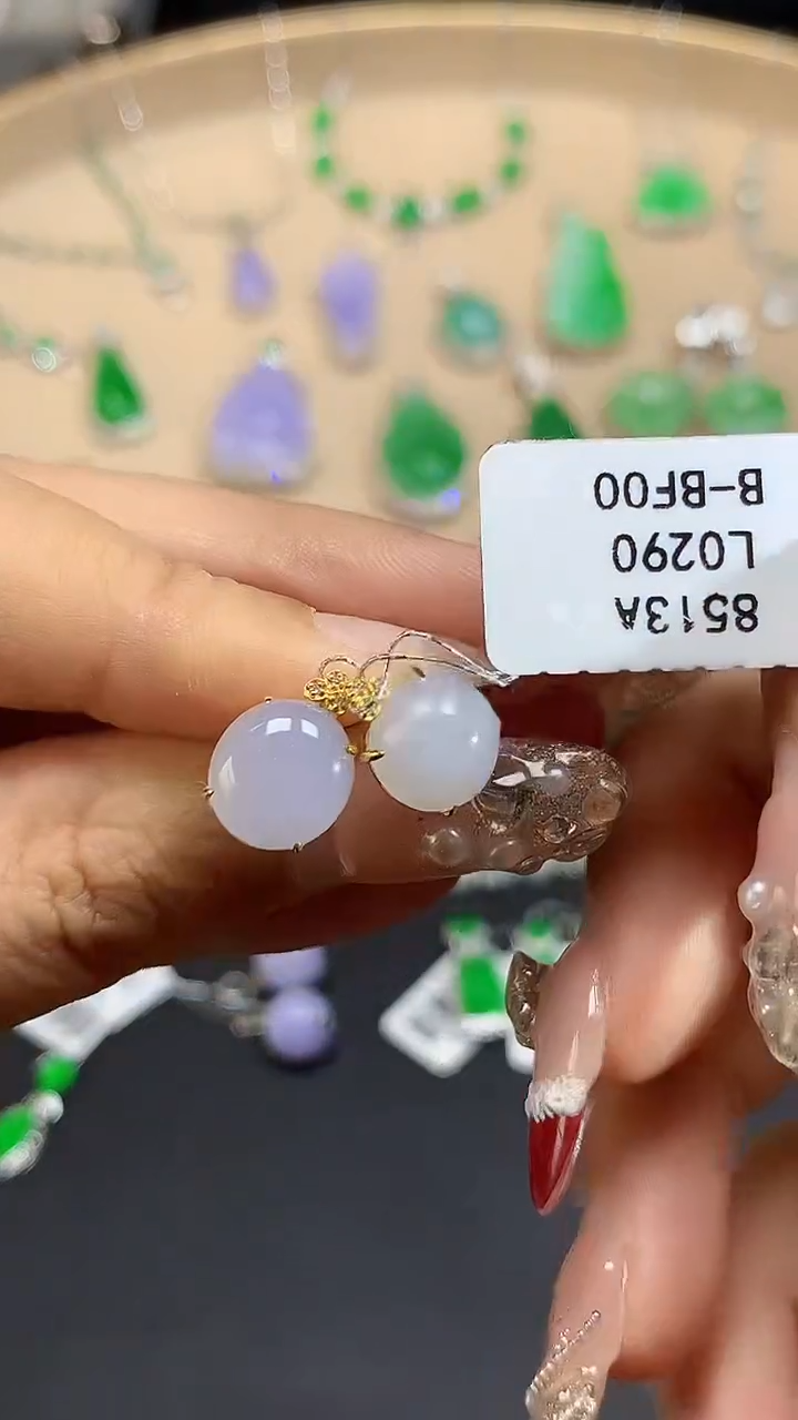 【闪购商品】翡翠耳饰18K金镶嵌L0290多样性发其一