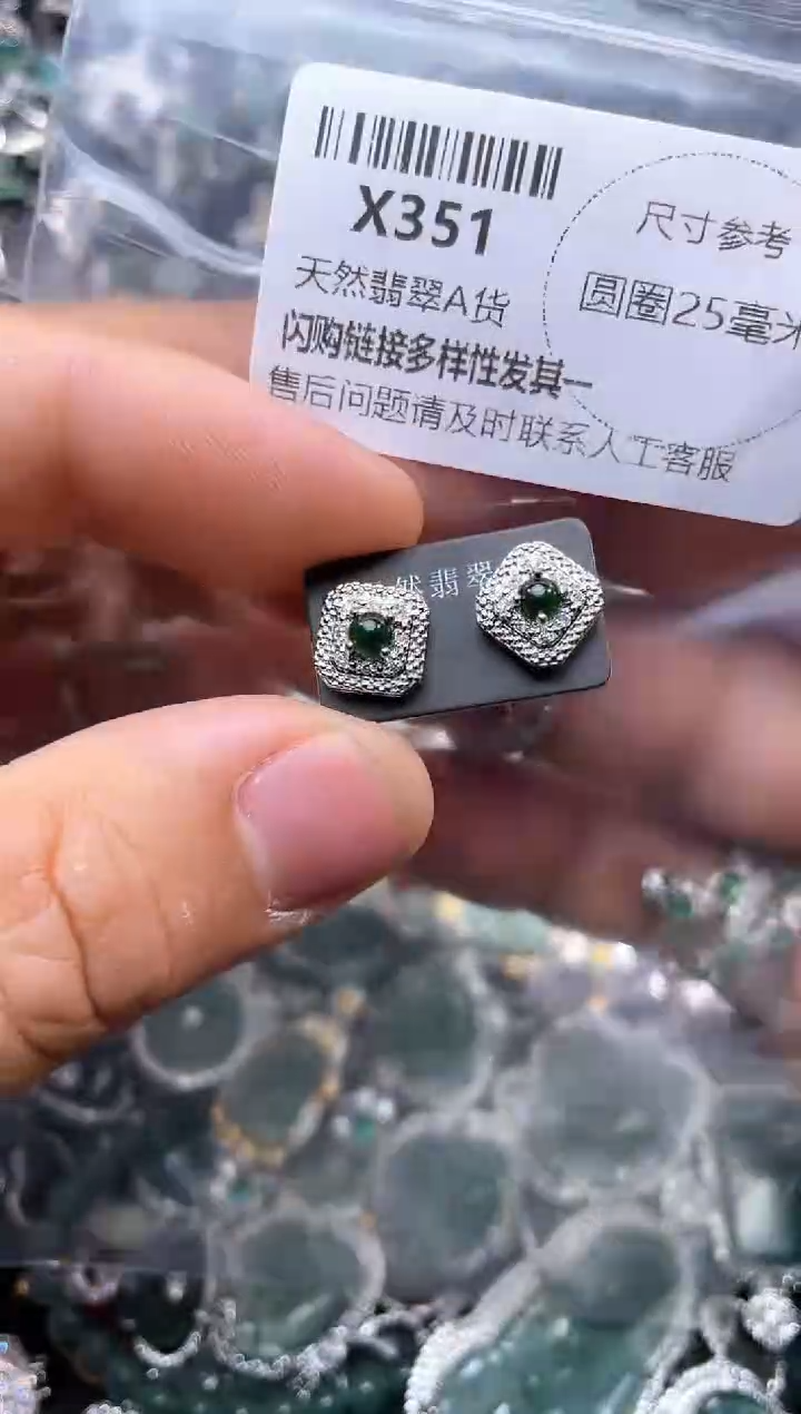 【闪购商品】翡翠颈饰未镶嵌X351耳钉