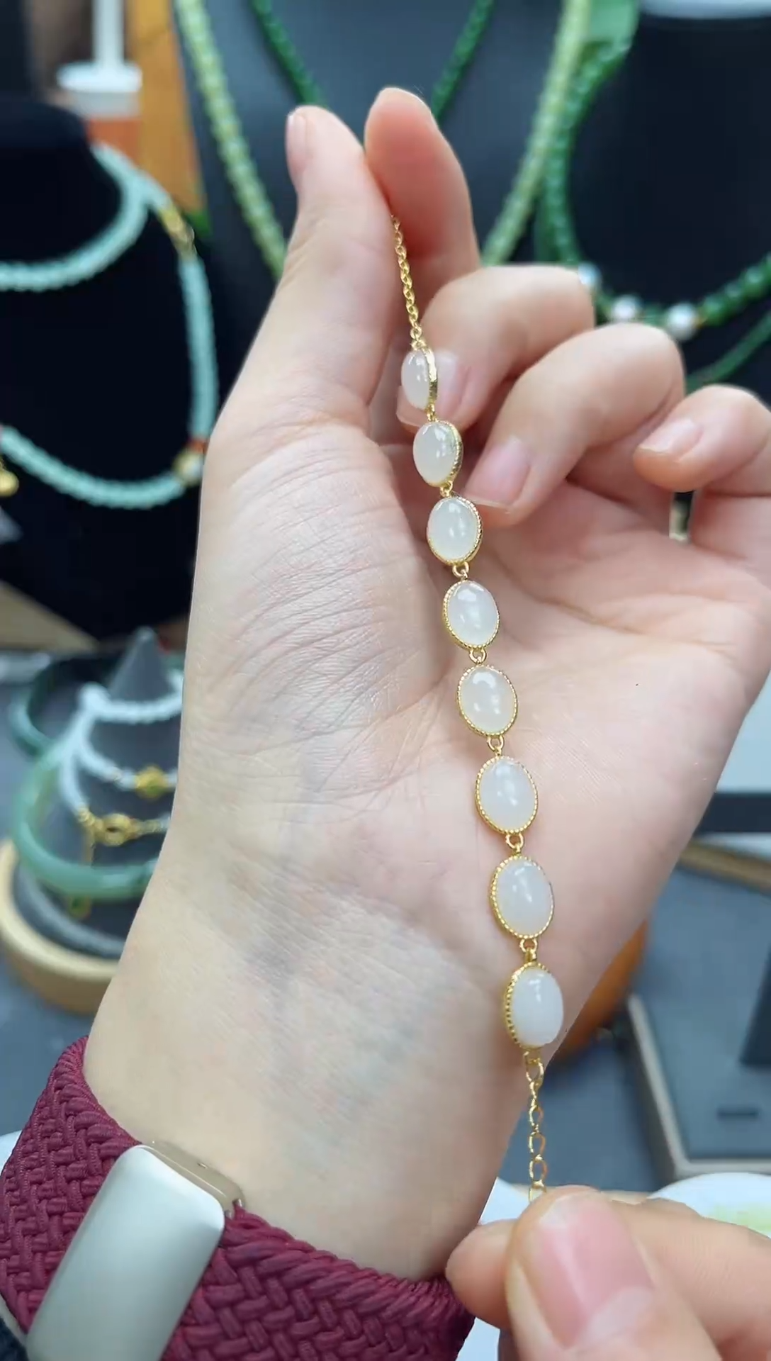 【闪购商品】和田玉手链银S925镶嵌OS