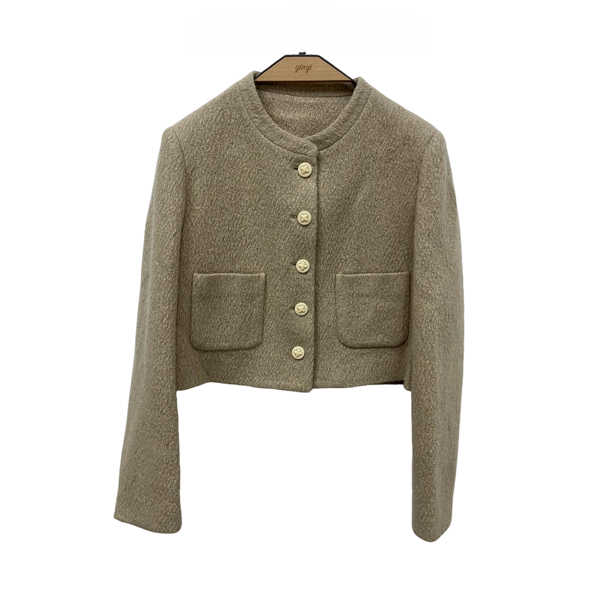 短款简约圆领领双面呢外套  YA52FC0067