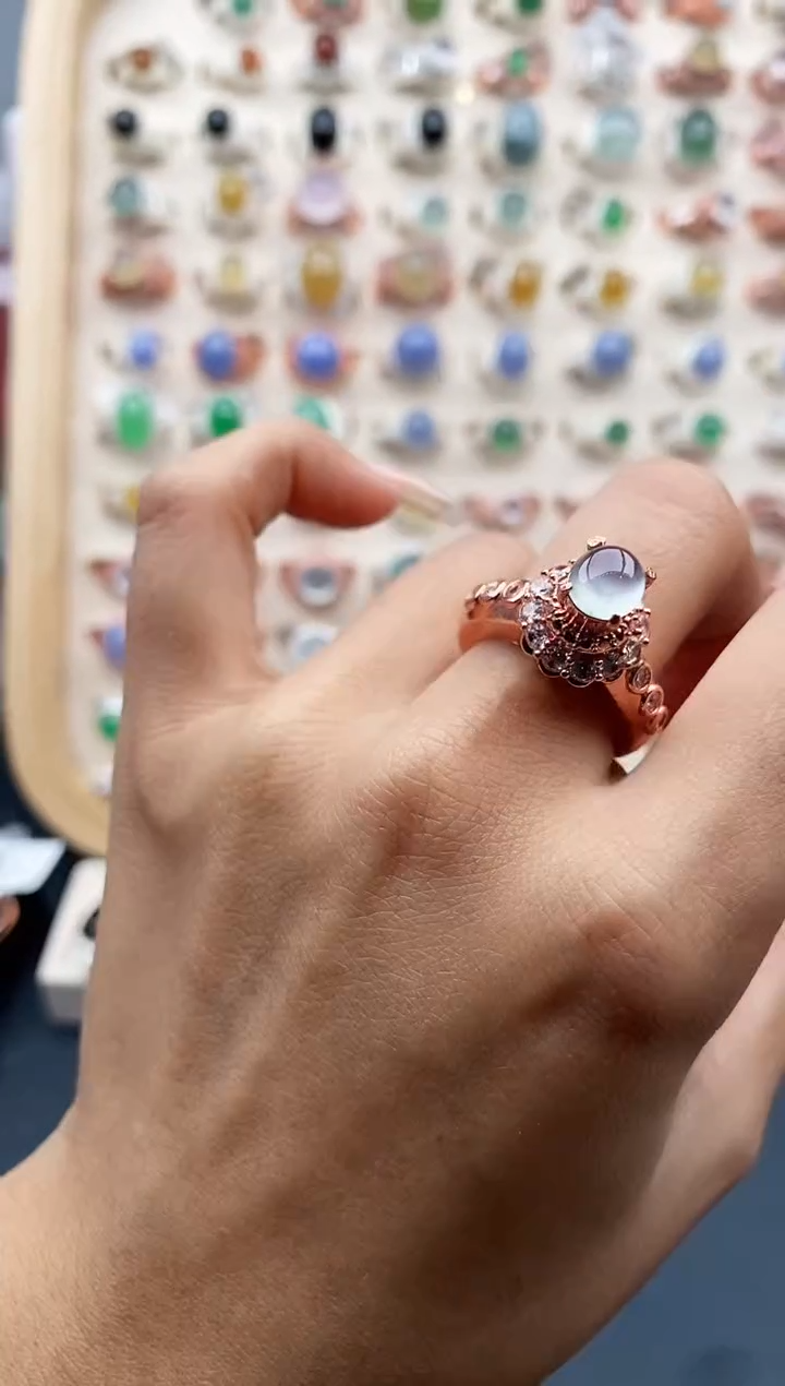 【闪购商品】翡翠戒指未镶嵌缅甸天然A货翡翠444  9+6