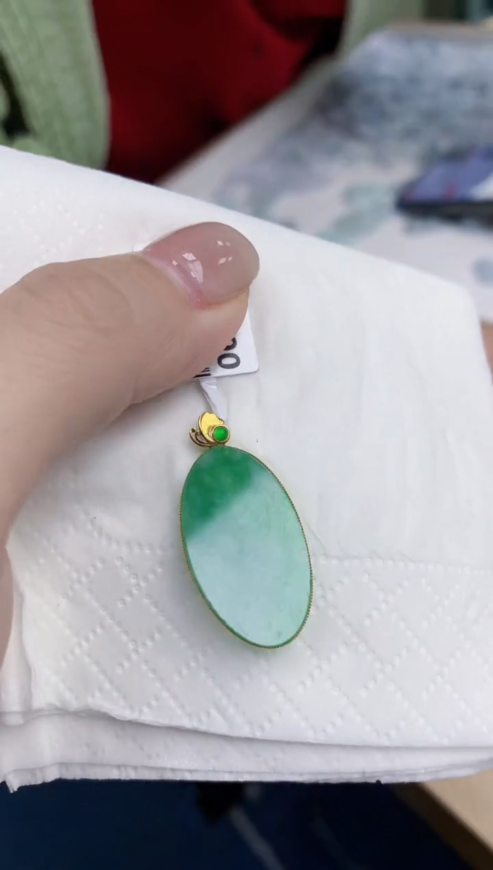 【闪购商品】翡翠颈饰18K金镶嵌天然缅甸翡翠A货