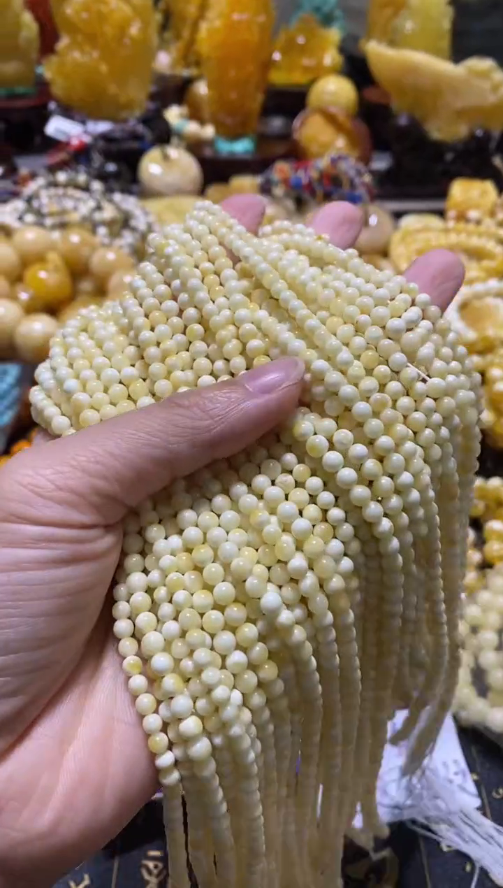 未镶嵌蜜蜡裸石白蜜长链4mm+