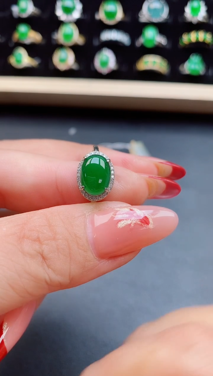 【闪购商品】翡翠戒指银S925镶嵌080550